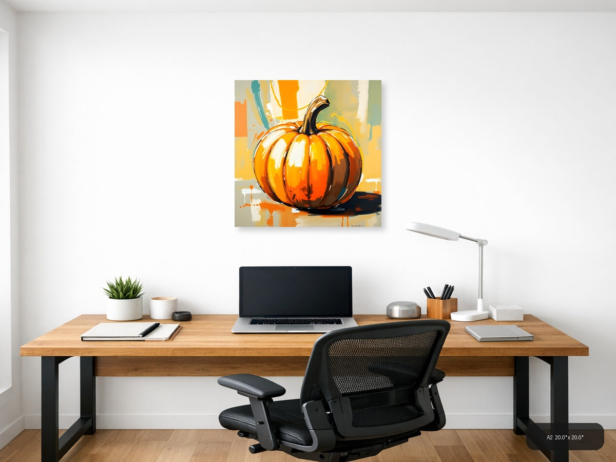 Abstract Orange Pumpkin Modern Painting Wall Art — A2 / Office