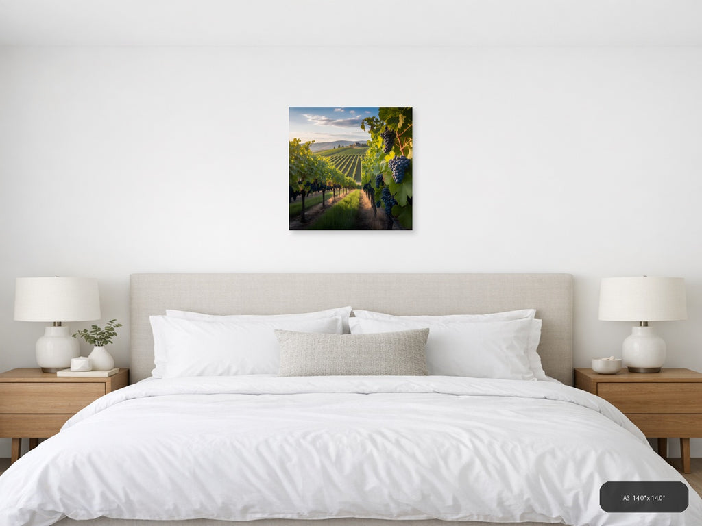 Tuscan Vineyard Sunset Photography Wall Art — A3 / Bedroom
