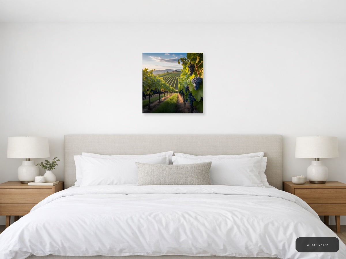 Tuscan Vineyard Sunset Photography Wall Art — A3 / Bedroom
