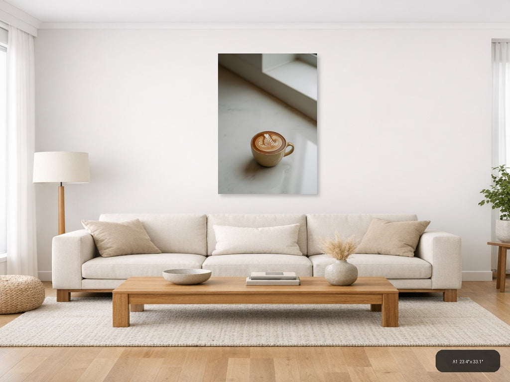 Minimalist Coffee Cup Latte Art Wall Art — A1 / Living Room
