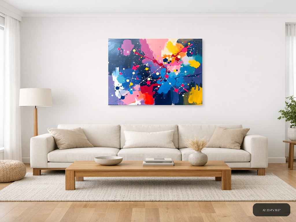 Colorful Abstract Network Constellation Wall Art — A2 / Living Room