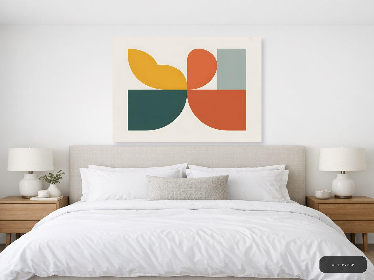 Minimalist Geometric Shapes Abstract Modern Wall Art — A1 / Bedroom