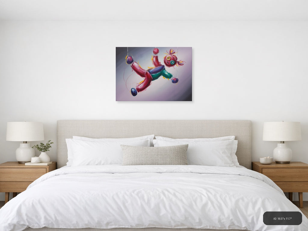 Vibrant Abstract Floating Objects Landscape Wall Art — A3 / Bedroom