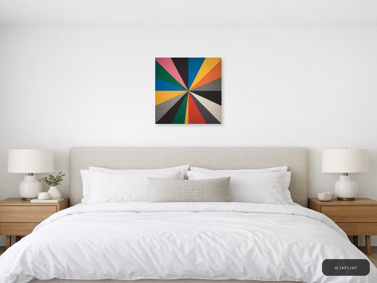 Colorful Radial Sunburst Pattern Photography Wall Art — A3 / Bedroom