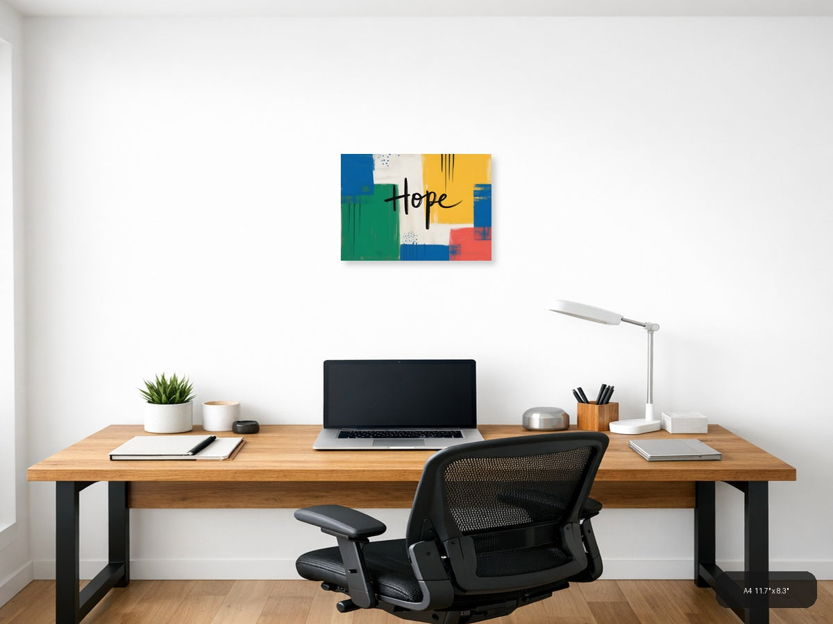 Hope Abstract Geometric Colorblock Modern Wall Art — A4 / Office