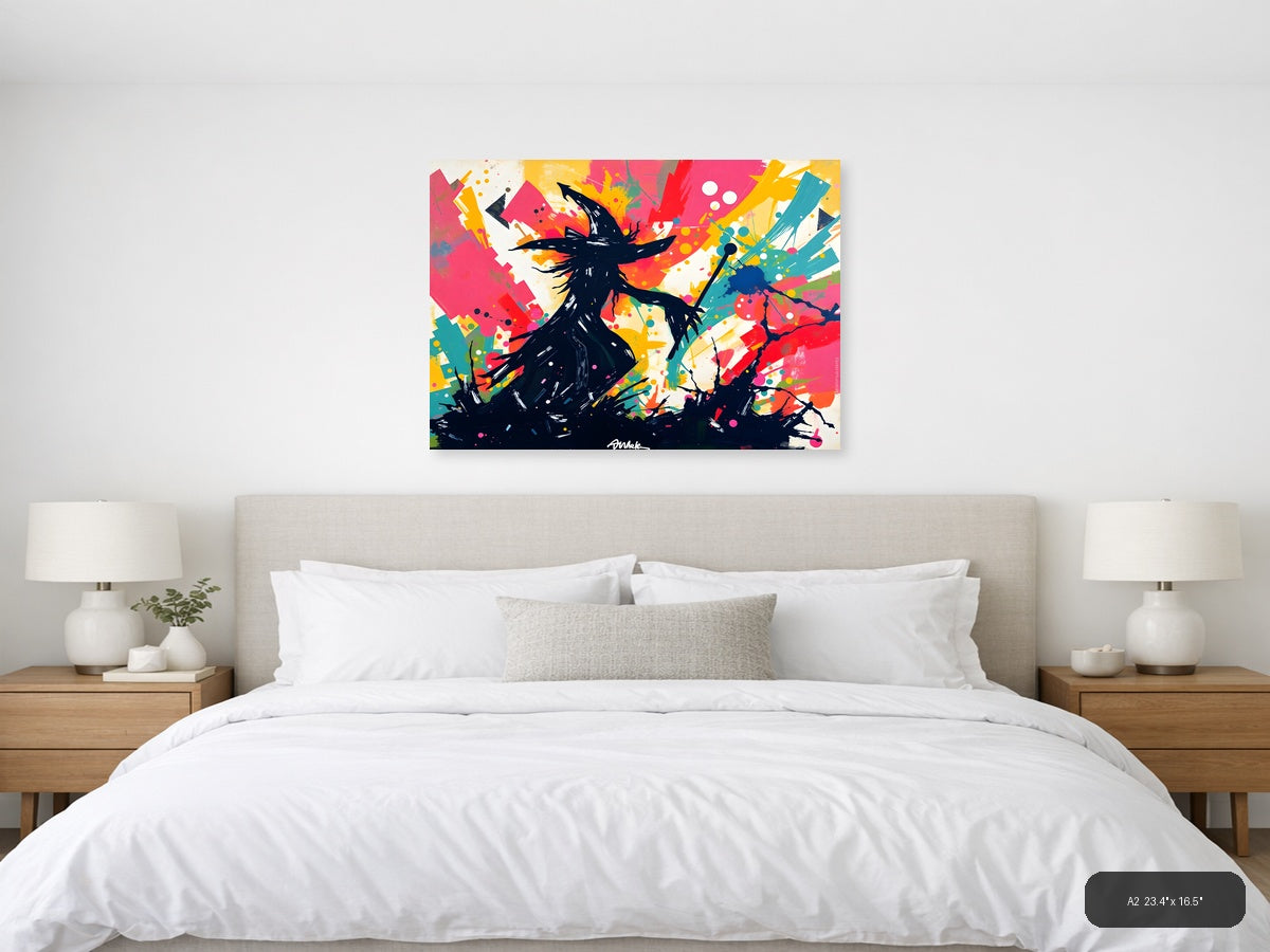 Colorful Abstract Silhouette Figure Splash Wall Art — A2 / Bedroom