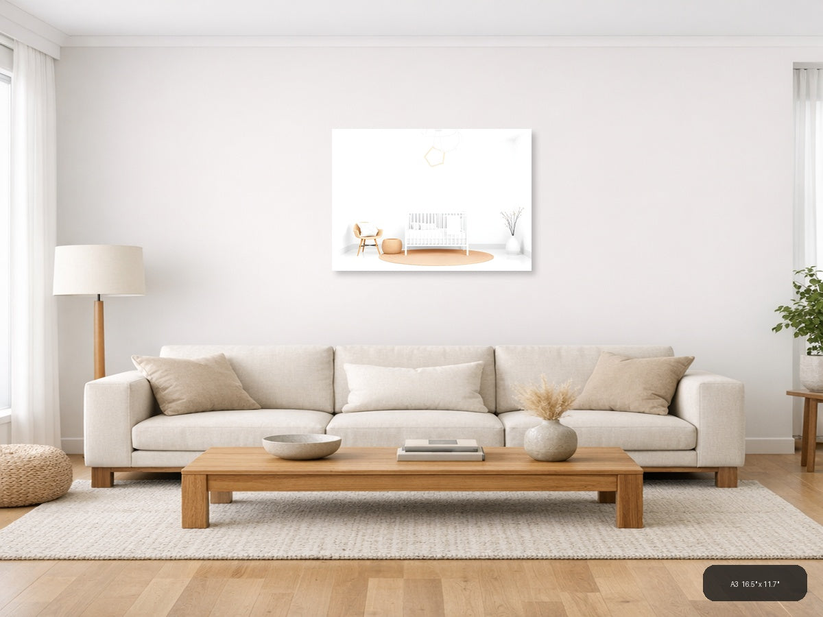 Minimalist Nursery Room Layout Illustration Wall Art — A3 / Living Room