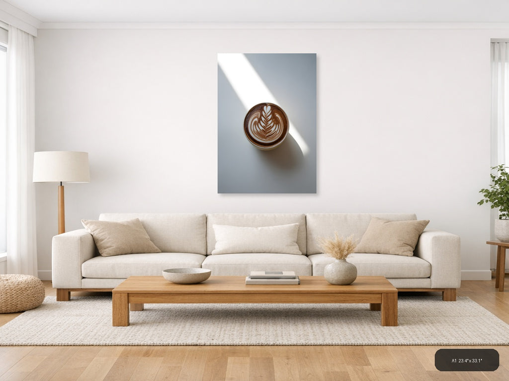 Latte Art Coffee Cup Minimalist Wall Art — A1 / Living Room