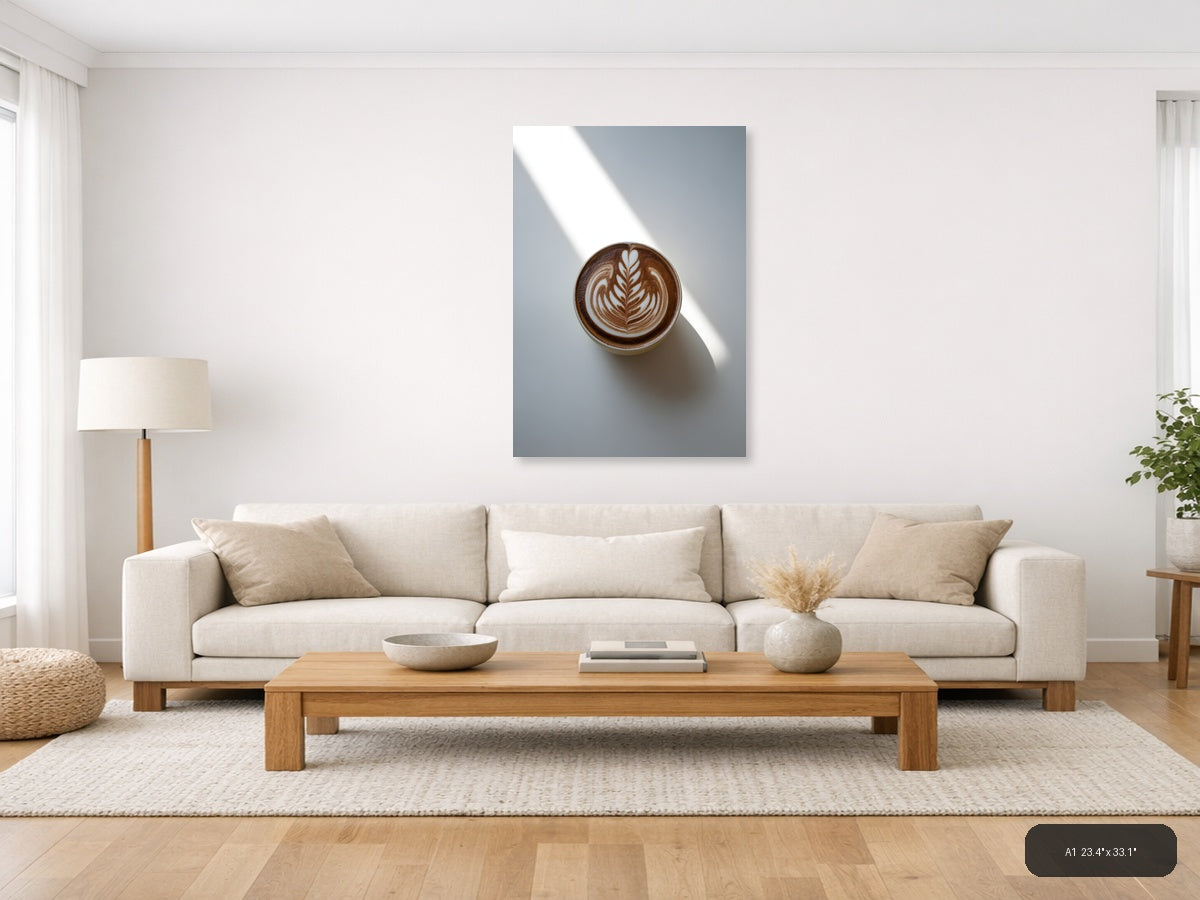 Latte Art Coffee Cup Minimalist Wall Art — A1 / Living Room