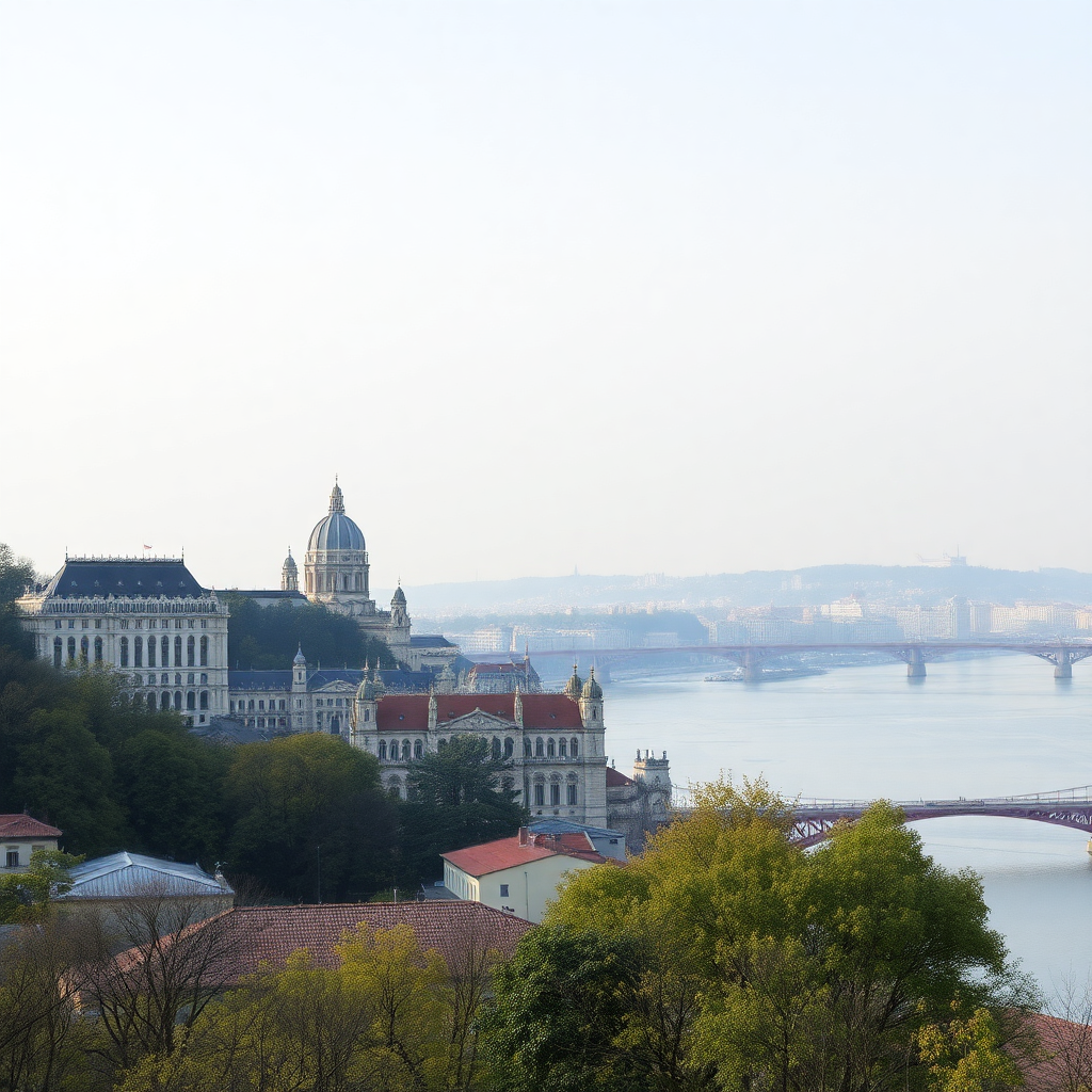 Budapest Danube River Cathedral Cityscape Minimalist Wall Art