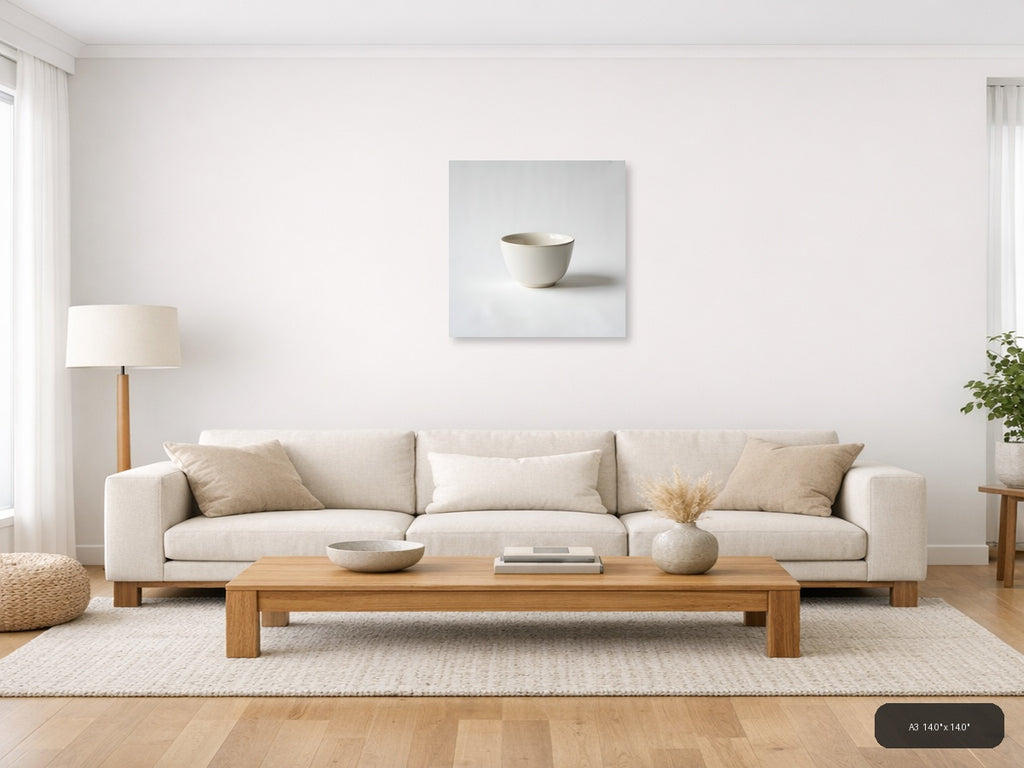 Minimalist Cream Ceramic Bowl Square Wall Art — A3 / Living Room