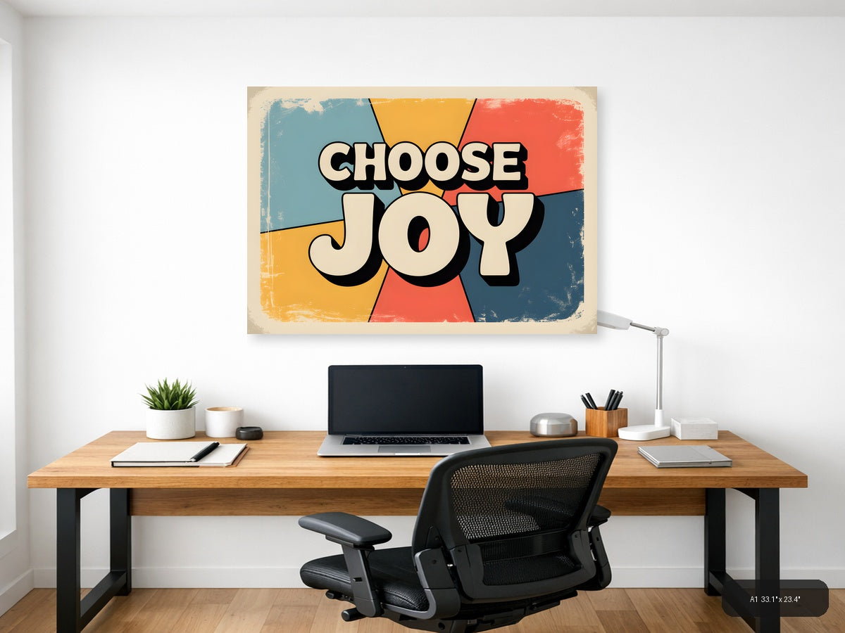 Choose Joy Vintage Retro Motivational Wall Art — A1 / Office