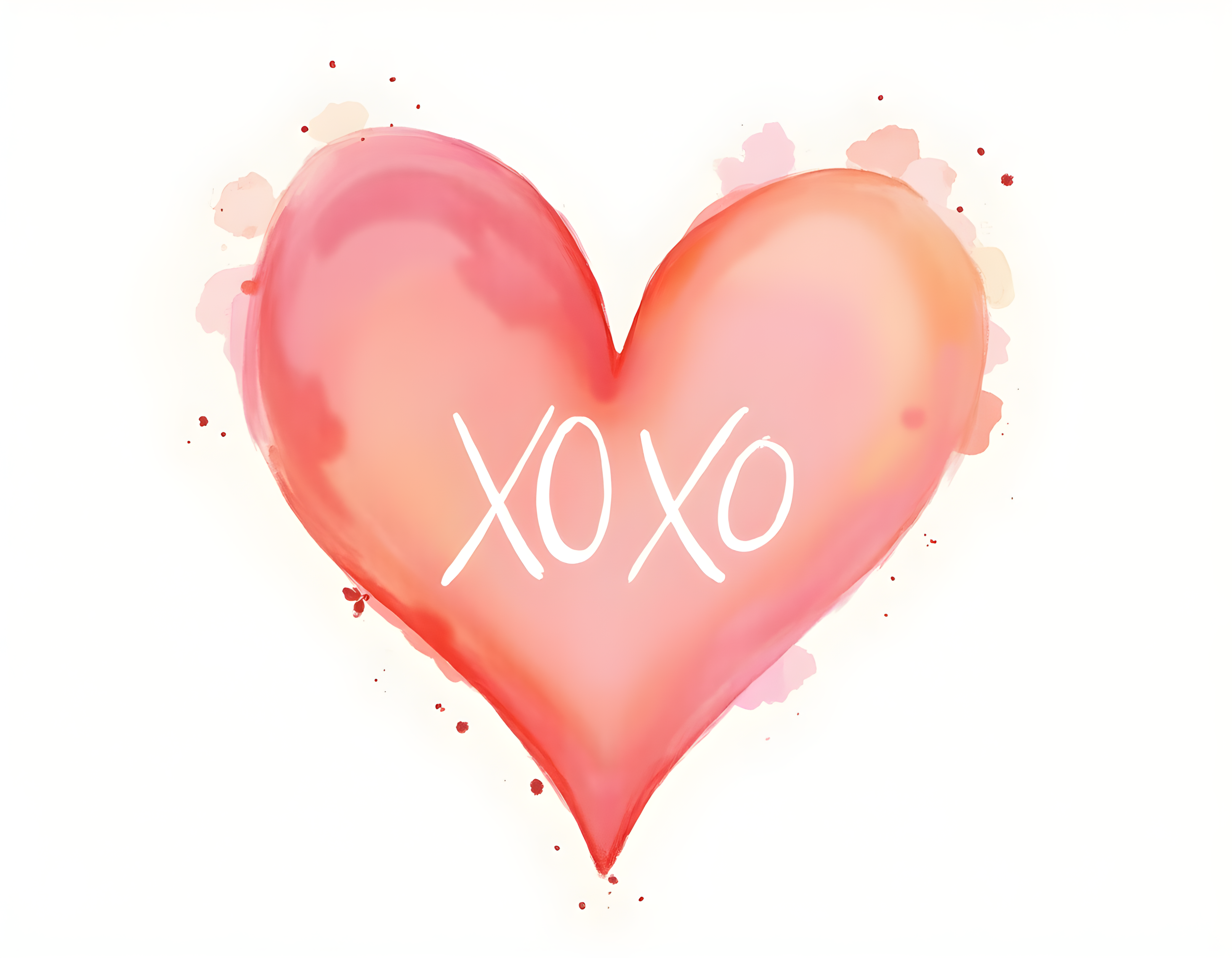XOXO Watercolor Heart Pink Gradient Wall Art