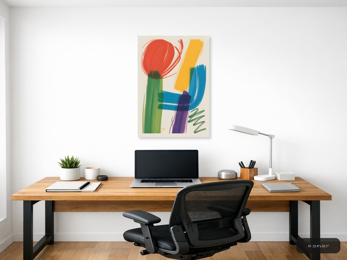 Abstract Colorful Botanical Forms Modern Wall Art — A1 / Office