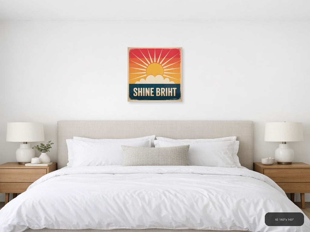 Vintage Sunrise Rays Cloud Print - Retro Wall Art — A3 / Bedroom