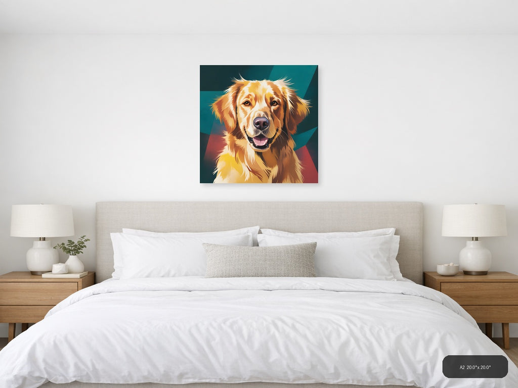 Golden Retriever Pop Art Portrait - Abstract Wall Art — A2 / Bedroom