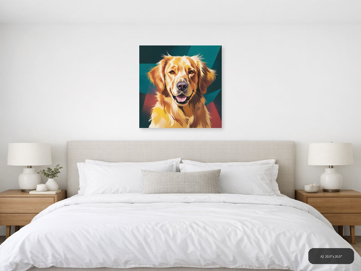 Golden Retriever Pop Art Portrait - Abstract Wall Art — A2 / Bedroom