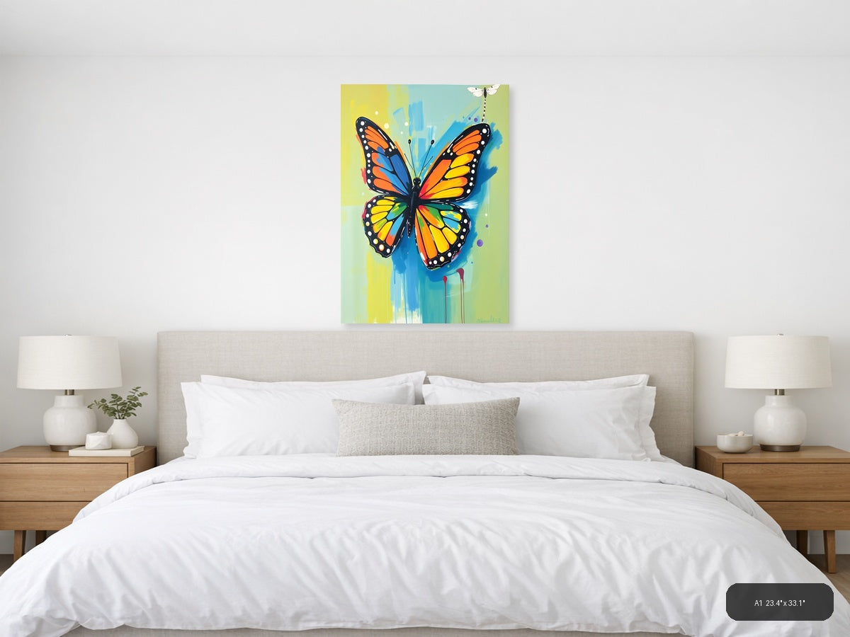 Colorful Abstract Monarch Butterfly Dragonfly Wall Art — A1 / Bedroom