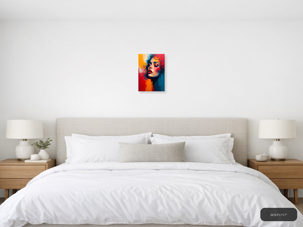 Colorful Abstract Portrait Woman Face Wall Art — A4 / Bedroom