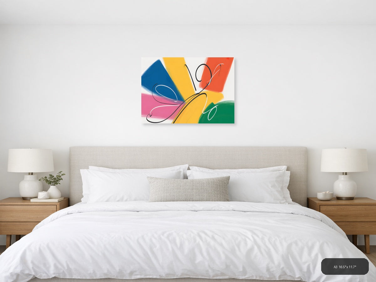 Colorful Abstract Butterfly with Paint Strokes Wall Art — A3 / Bedroom