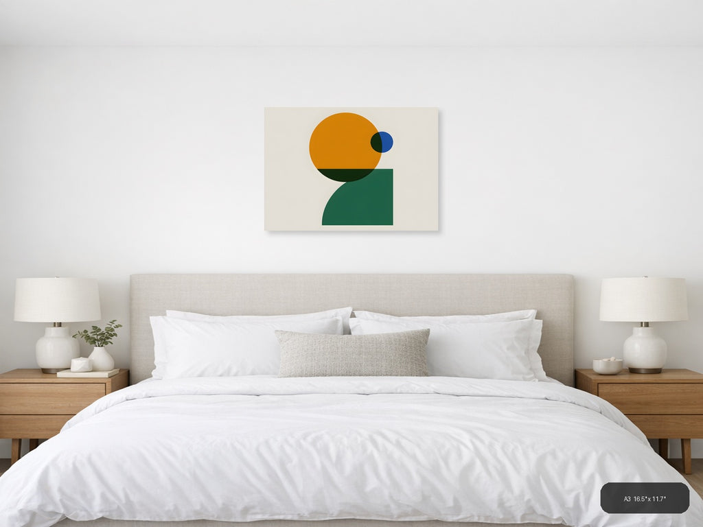 Minimalist Abstract Geometric Shapes Wall Art — A3 / Bedroom