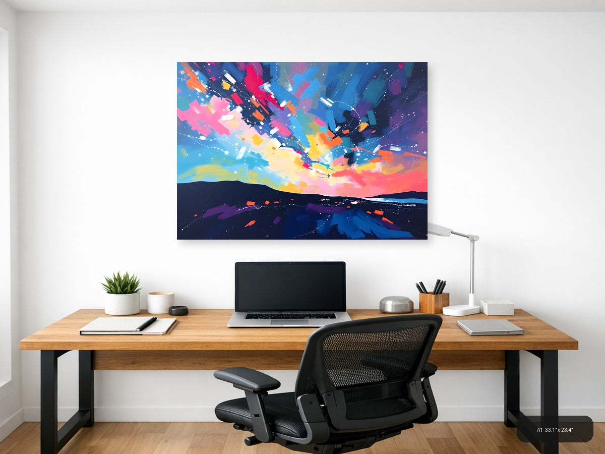 Vibrant Abstract Sunset Explosion Landscape Wall Art — A1 / Office