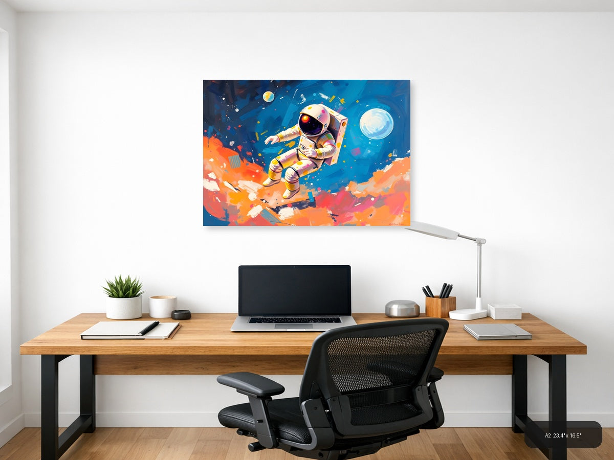 Colorful Astronaut in Space Abstract Wall Art — A2 / Office