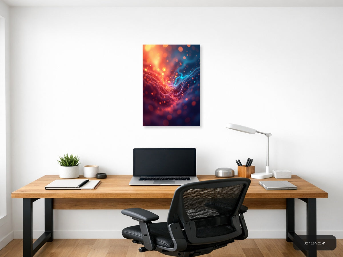Abstract Glowing Energy Wave Red Blue Wall Art — A2 / Office