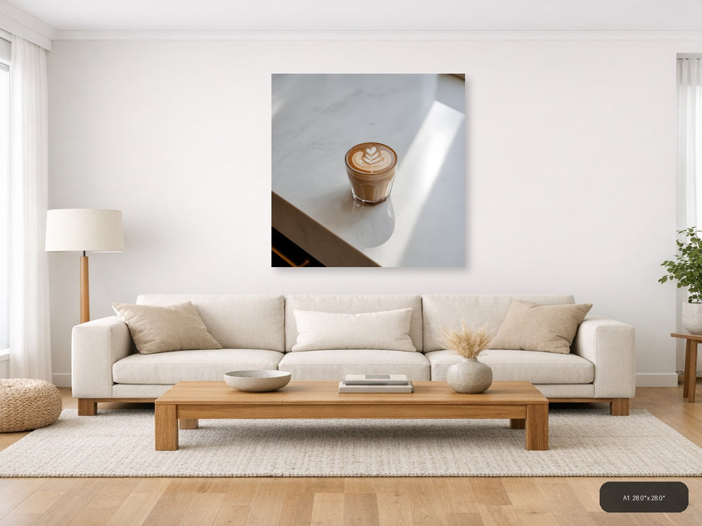 Minimalist Coffee Cup Latte Art Wall Art — A1 / Living Room