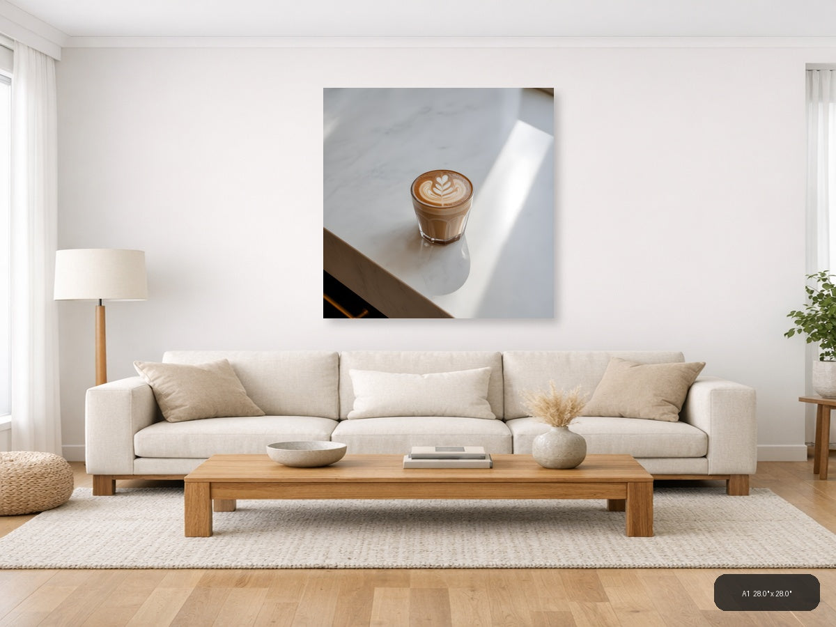 Minimalist Coffee Cup Latte Art Wall Art — A1 / Living Room