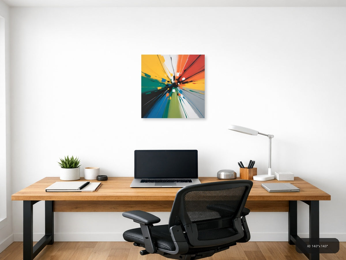 Colorful Abstract Starburst Explosion Square Wall Art — A3 / Office