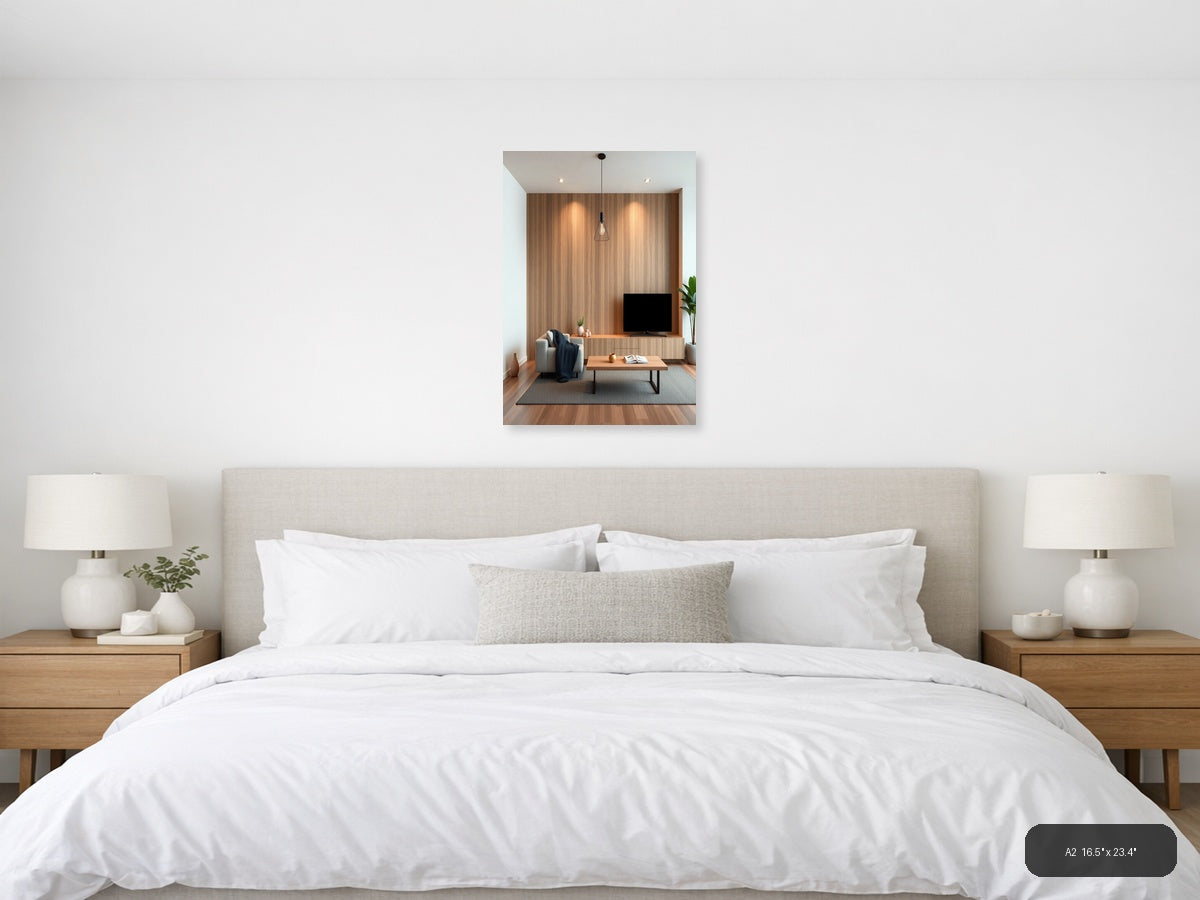 Minimalist Wood Paneling Interior Design Wall Art — A2 / Bedroom