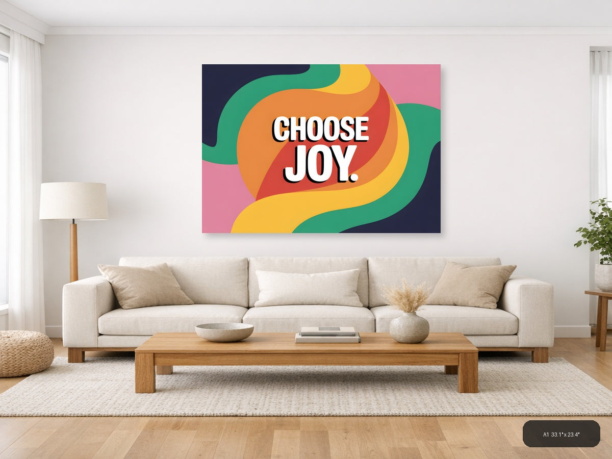 Choose Joy Colorful Abstract Wave Photography Wall Art — A1 / Living Room