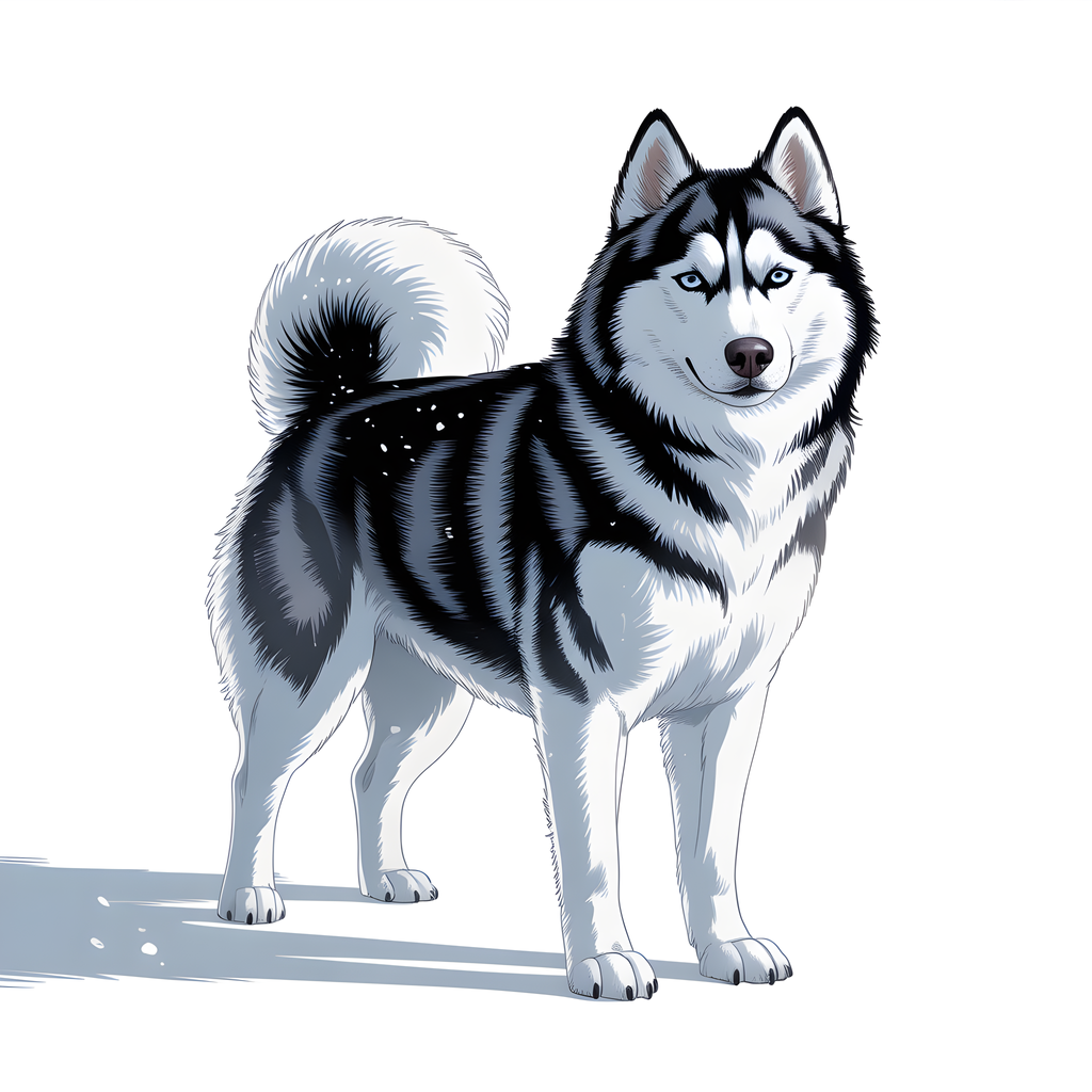 Minimalist Husky Portrait Black and White Wall Art
