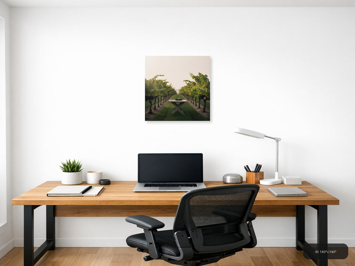 Vineyard Table Minimalist Landscape Wall Art — A3 / Office