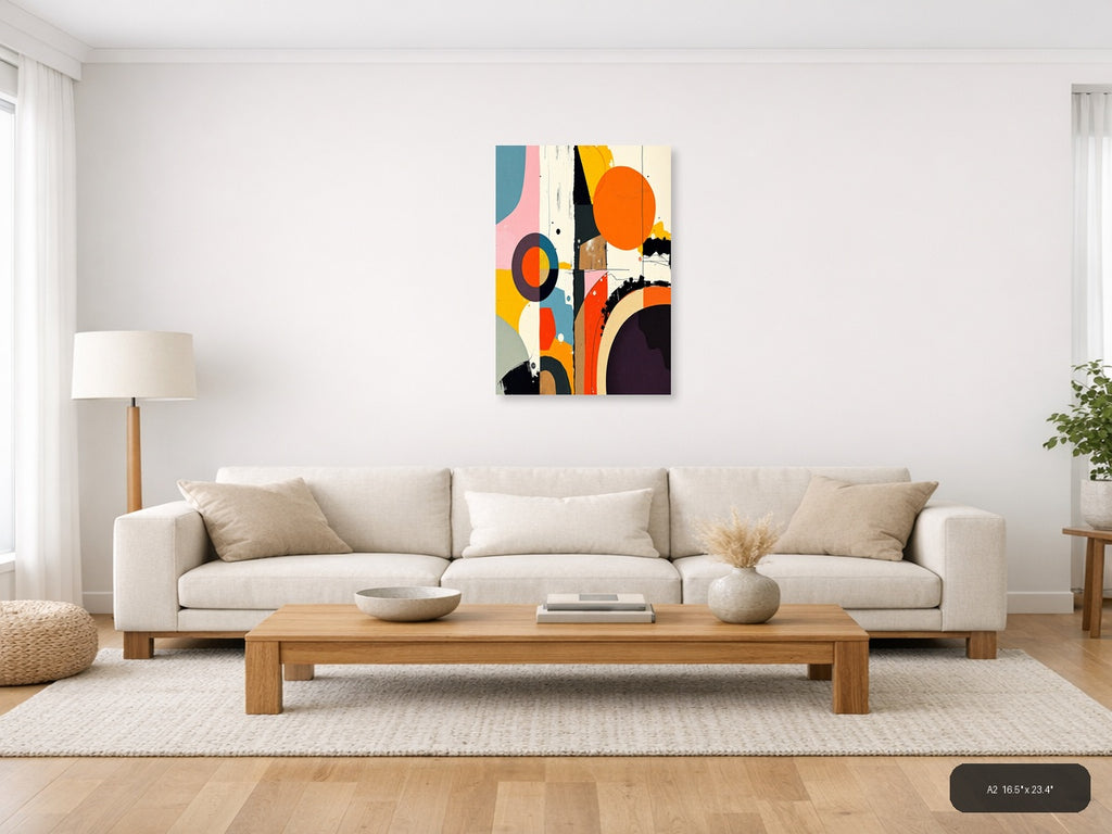 Vibrant Abstract Geometric Circles Modern Wall Art — A2 / Living Room