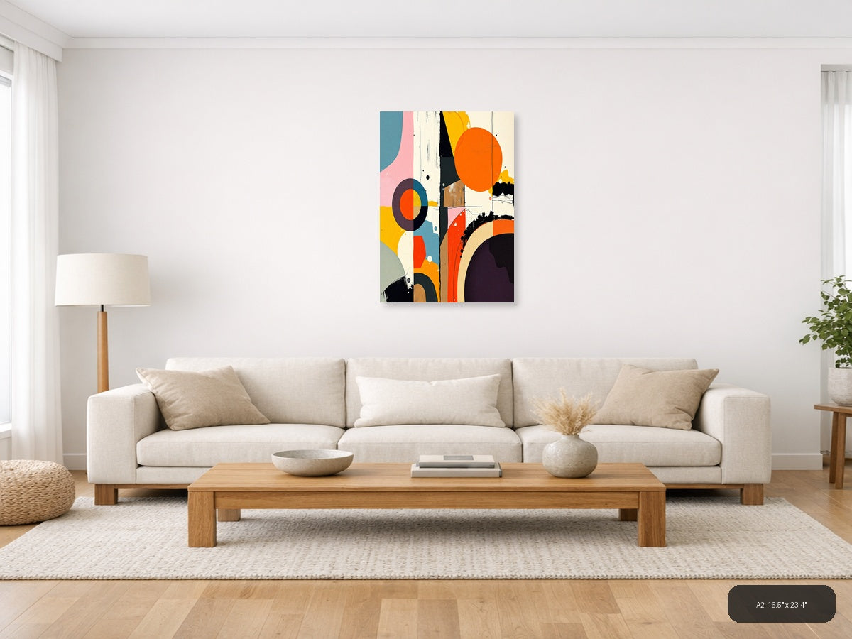 Vibrant Abstract Geometric Circles Modern Wall Art — A2 / Living Room