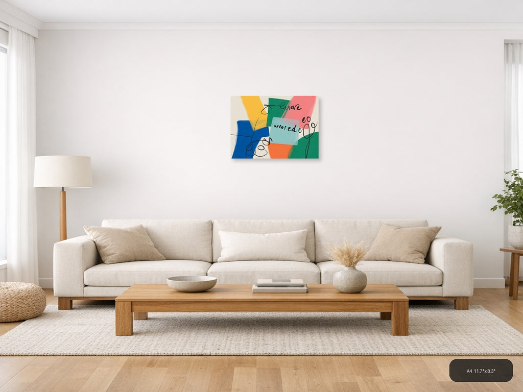 Abstract Colorful Shapes Modern Wall Art Print — A4 / Living Room