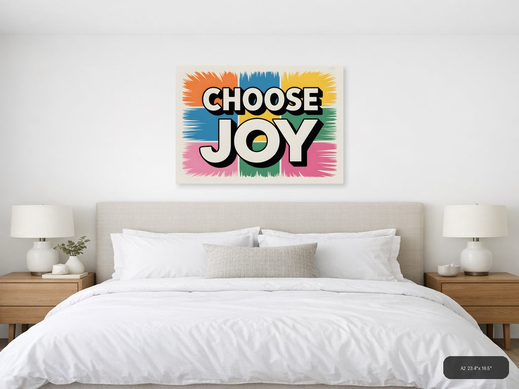Choose Joy Abstract Colorblock Canvas Wall Art — A2 / Bedroom