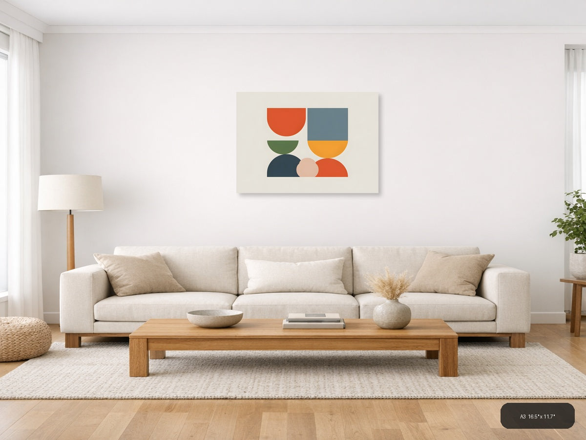 Minimalist Geometric Shapes Colorful Abstract Wall Art — A3 / Living Room