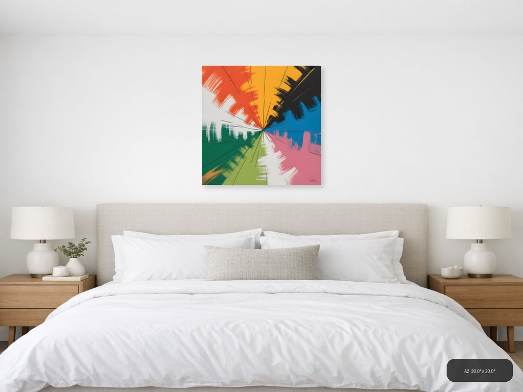 Radiant Color Wheel Abstract Sunburst Wall Art — A2 / Bedroom
