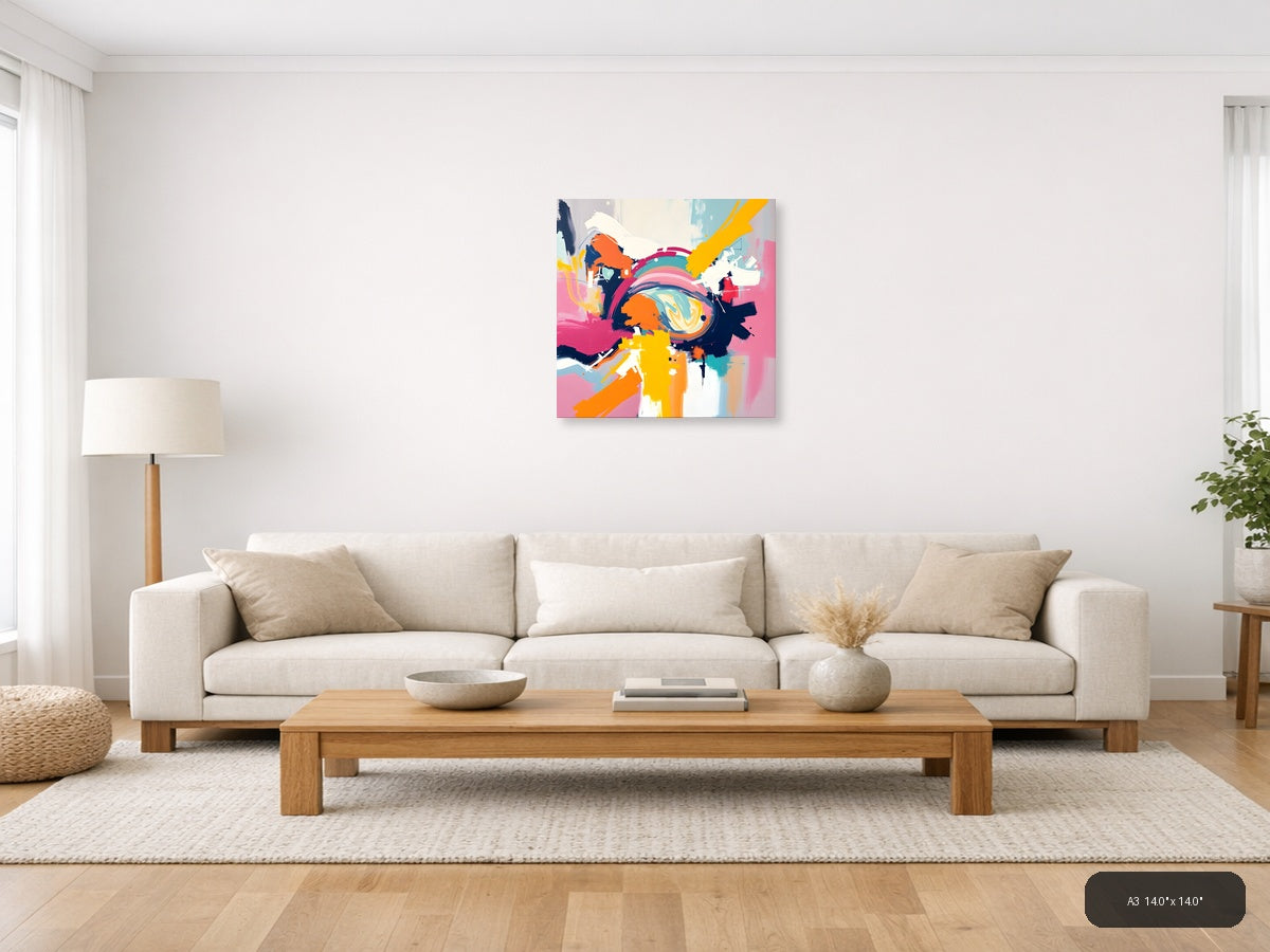Vibrant Abstract Circle Burst Colorful Wall Art — A3 / Living Room