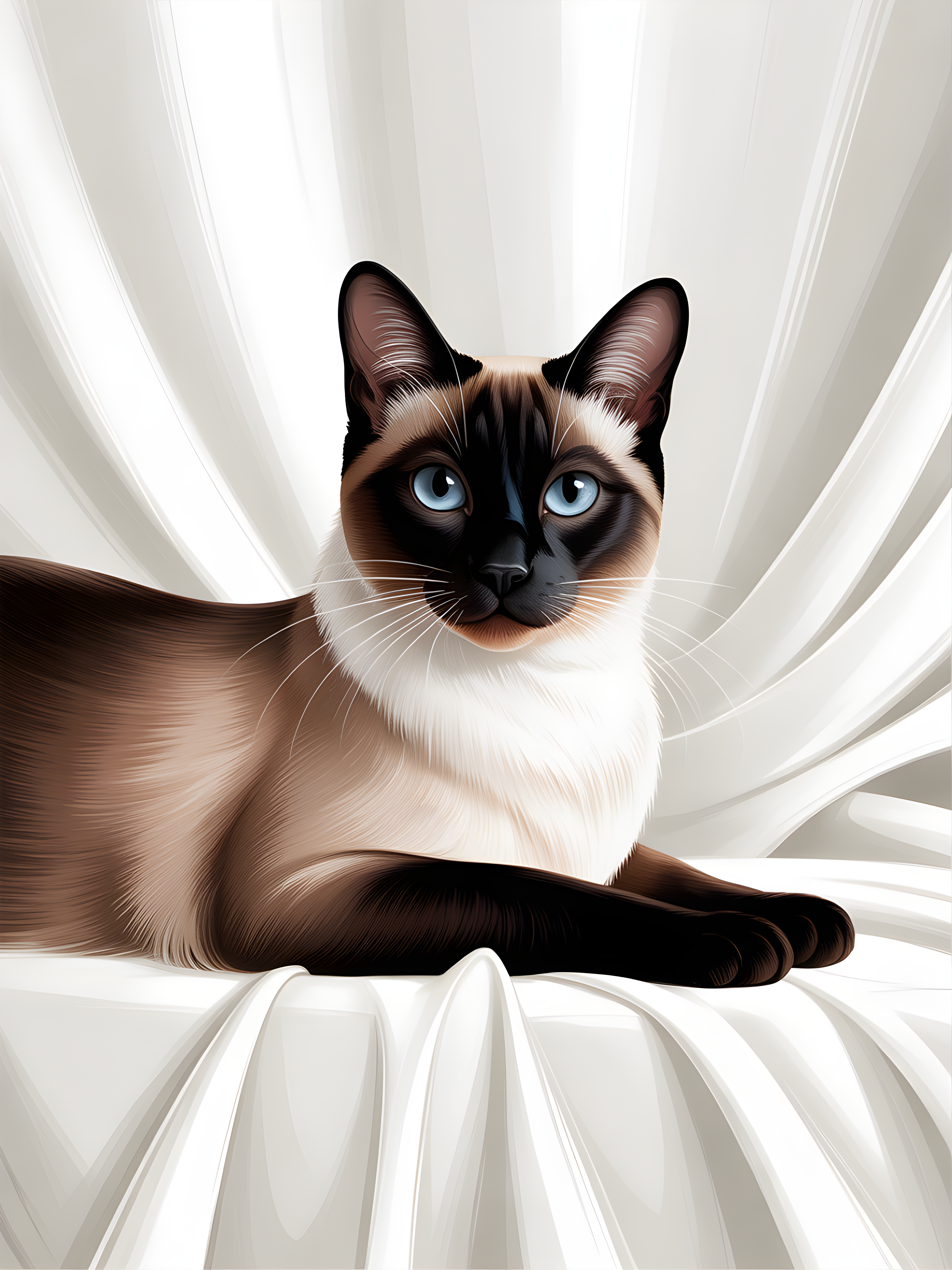 Siamese Cat with Blue Eyes Minimalist Wall Art