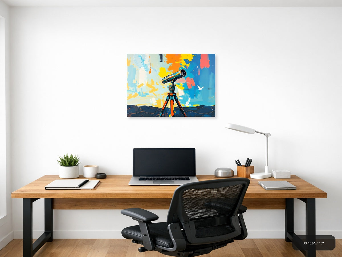 Colorful Telescope Abstract Art Print Wall Art — A3 / Office