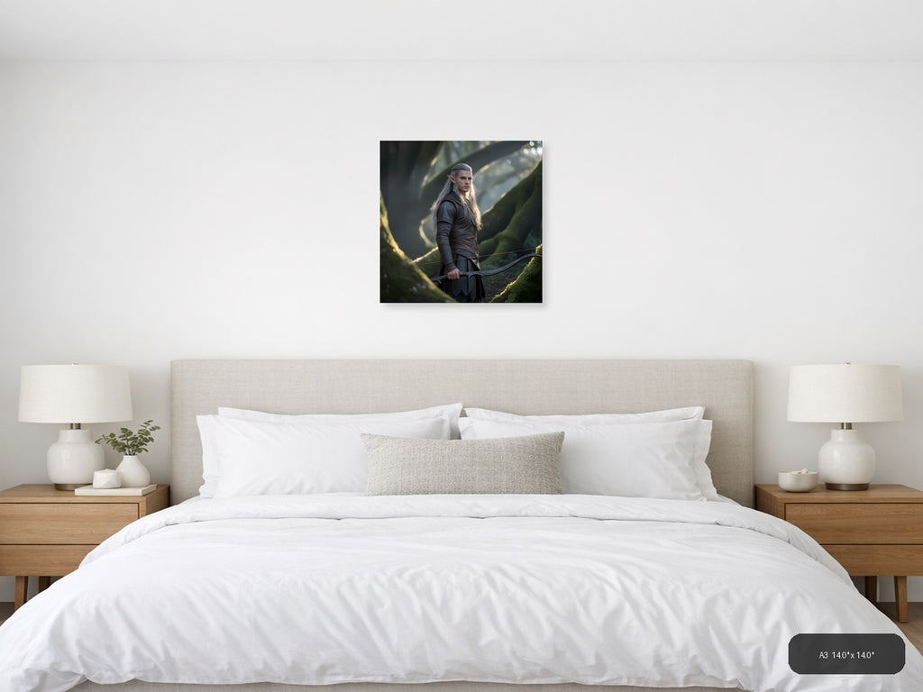 Elven Archer in Enchanted Forest Photography Wall Art — A3 / Bedroom