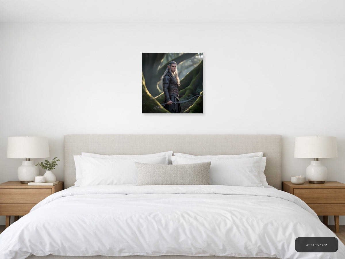 Elven Archer in Enchanted Forest Photography Wall Art — A3 / Bedroom