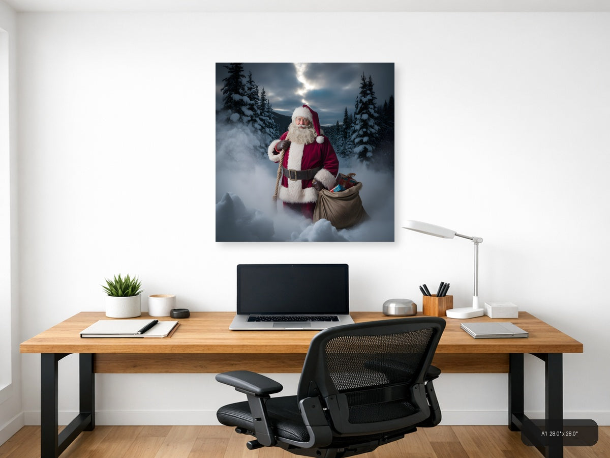 Santa Claus Winter Forest Snow Photography Wall Art — A1 / Office