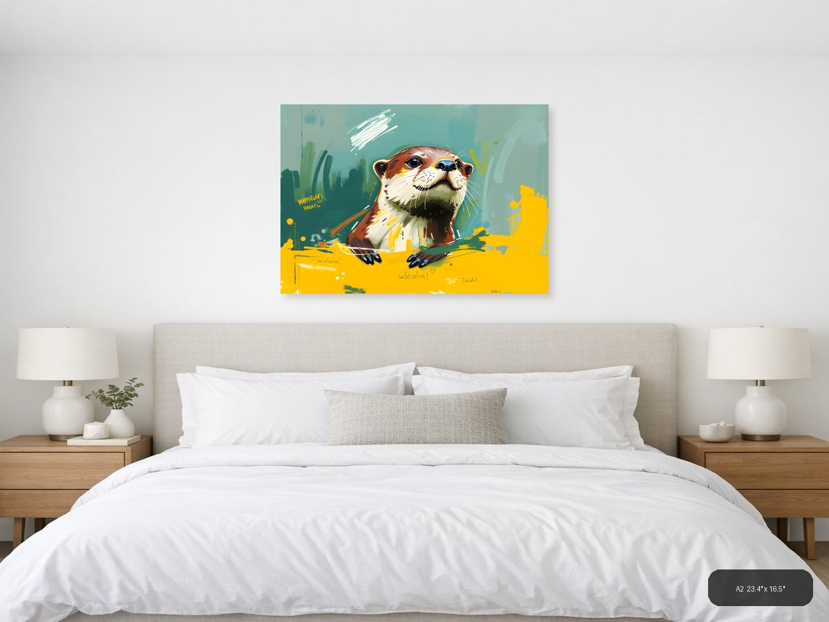 Colorful Otter Abstract Portrait Wall Art — A2 / Bedroom