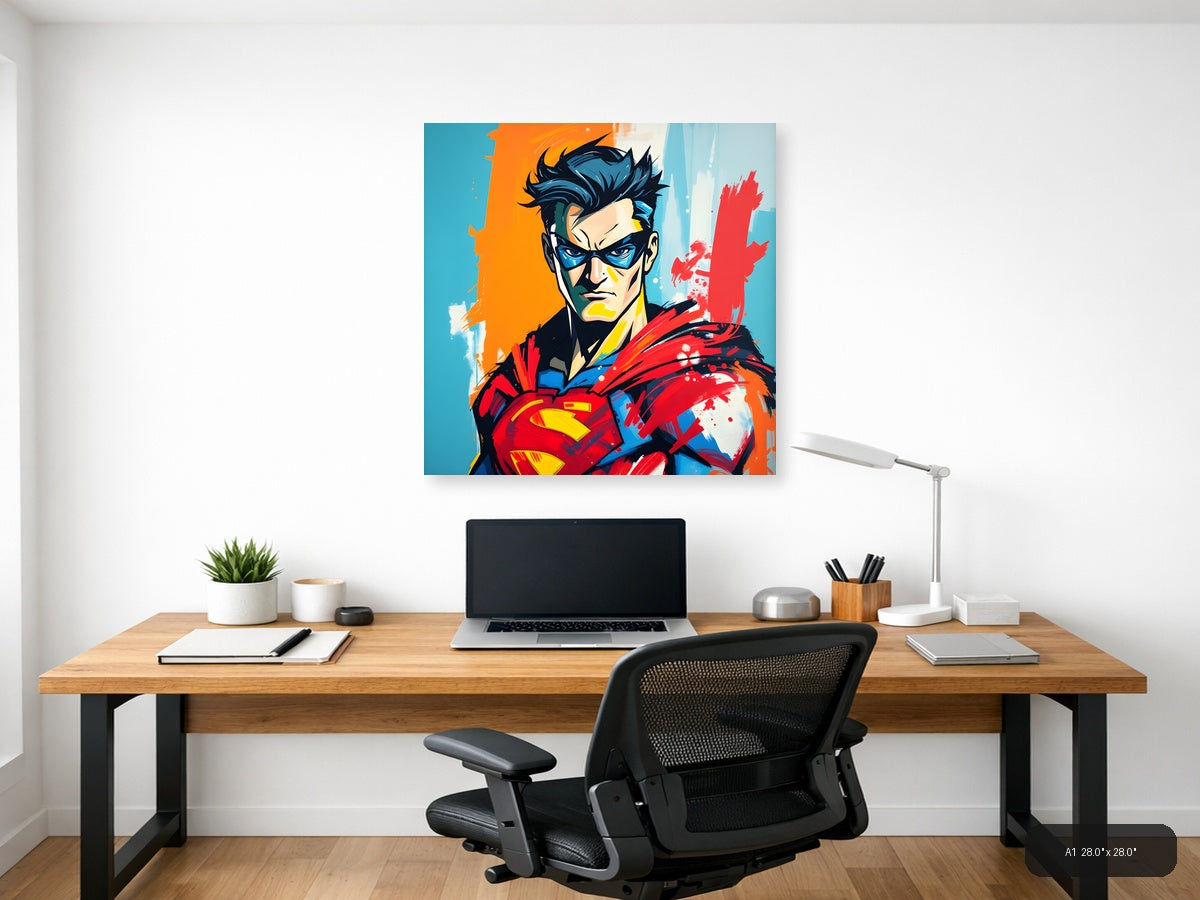 Abstract Superhero Portrait Pop Art Style Wall Art — A1 / Office