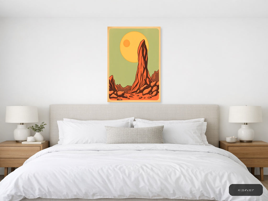 Desert Monument Vintage Landscape Wall Art — A1 / Bedroom